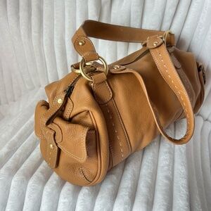 Sigrid Olsen  Fine Leather Purse 13 " Excellent Condition Nutmeg with gold